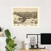 ウォッシュバーン, WIパノラママップ – 1886 ポスター (ホームオフィス)