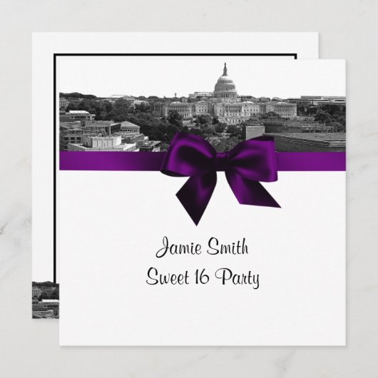 ウォッシュDCスカイラインエッチングBWパープルSweet sixteenSQ 招待状 (正面/裏面)