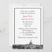 ウォッシュDCスカイラインエッチングBW赤の卒業パーティー 招待状 (裏面)