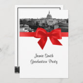 ウォッシュDCスカイラインエッチングBW赤の卒業パーティー 招待状 (正面/裏面)