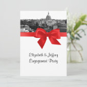 ウォッシュDCスカイラインエッチングBW赤婚約パーティ 招待状 (スタンド正面)