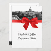 ウォッシュDCスカイラインエッチングBW赤婚約パーティ 招待状 (正面/裏面)