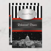 ウォッシュDCスカイラインBlk Wht Strp Pリハーサルディナー 招待状 (正面/裏面)