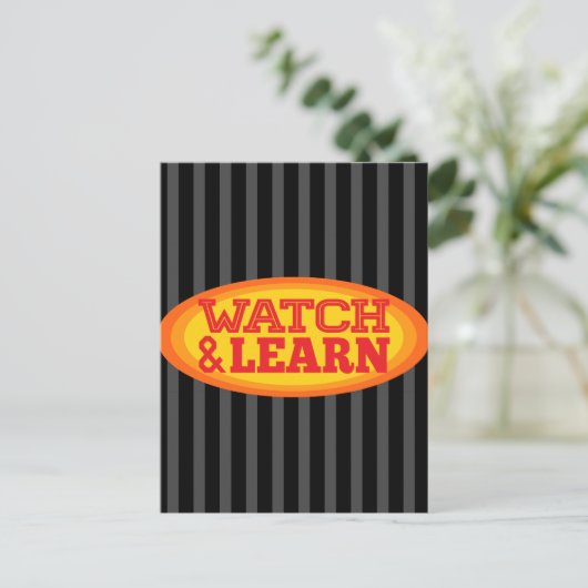 ウォッチと学ラジアル楕円ストライプ ポストカード (スタンド正面)