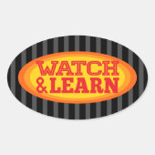 ウォッチと学ラジアル楕円ストライプ 楕円形シール (正面)