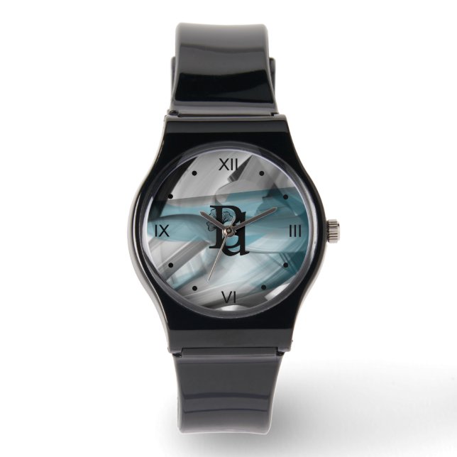ウォッチトレンド抽象芸術アートブルー海 腕時計 (正面)