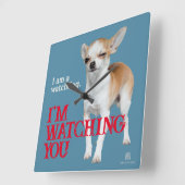 ウォッチドッグチワワ – カスタマイズ可能 スクエア壁時計 (傾斜)