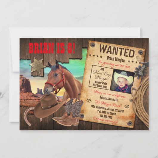ウォッチングウエスタンカウボーイ招待状 招待状 (正面)