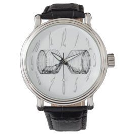 ウォッチ番号と直立砂時計の排水顔 腕時計