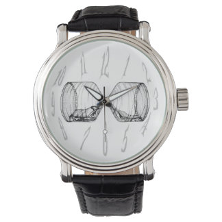 ウォッチ番号と直立砂時計の排水顔 腕時計