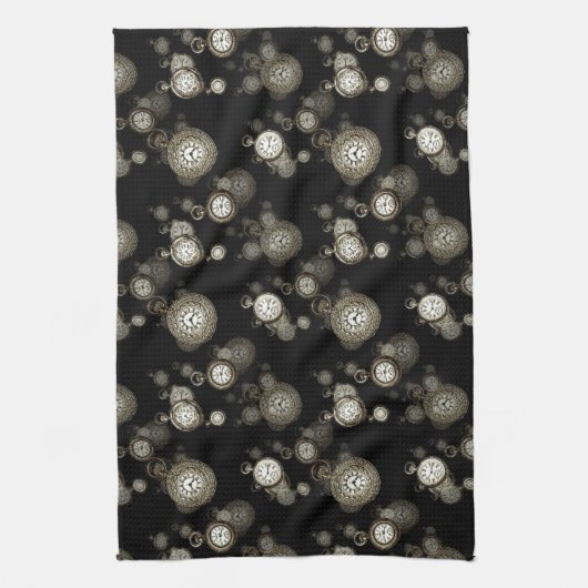 ウォッチ顔プリント- steampunkアクセサリパターン(の模様が)あるー キッチンタオル (縦)