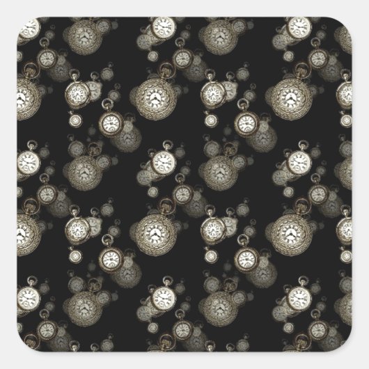 ウォッチ顔プリント- steampunkアクセサリパターン（の模様が）あるー スクエアシール (正面)