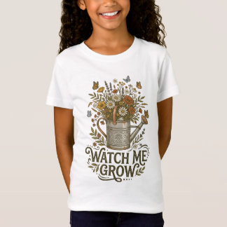 ウォッチ・ミー・グロウ・レトロ・ジョウロ・フラワーTシャツ Tシャツ