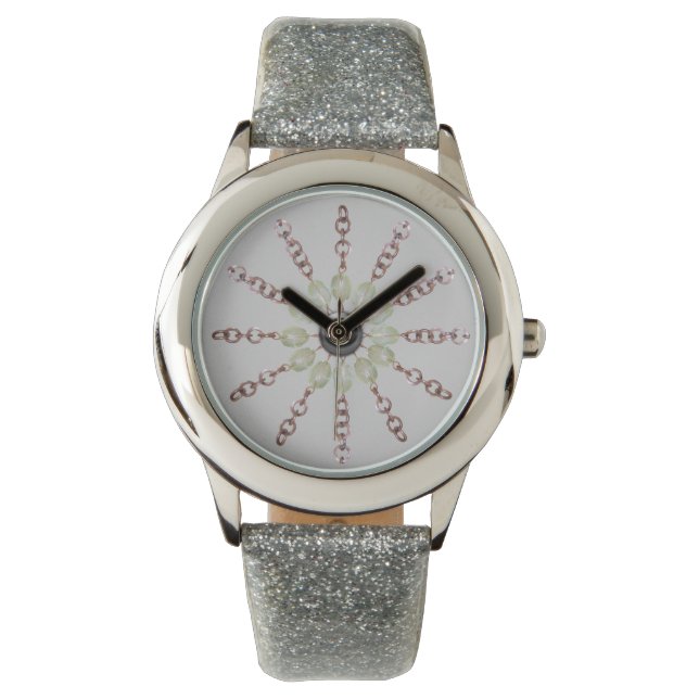 ウォッチ – 銅チェーンとガラスビーズ (正面)