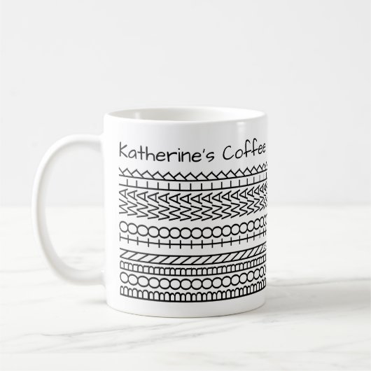 ウォッ生まれク&名前隠しメッセージ143BW歩く コーヒーマグカップ (左)