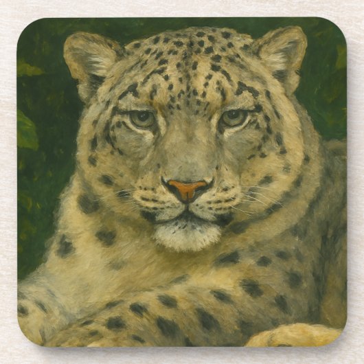 ウォッ静かチャー – Snow Leopard in Forest Light コースター (正面)