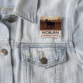 ウォバーン – ベッドフォードシャーヴィンテージスタイル旅行ポスター。 缶バッジ (インサイチュ)