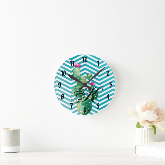 ウォパーソナライズされたールクロックボホカクティサクチュスクレン ラウンド壁時計 (ホーム)