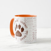 ウォフアート&ドッグポーズインブラウン名前をカスタムする マグカップ (正面左)