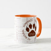 ウォフアート&ドッグポーズインブラウン名前をカスタムする マグカップ (正面右)