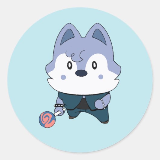 ウォフィー食べ(Wolfie) ラウンドシール (正面)