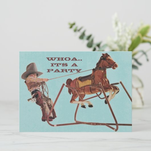 ウォフォー誕生日おもしろいウエスタンカウボーイ招待状 招待状 (スタンド正面)
