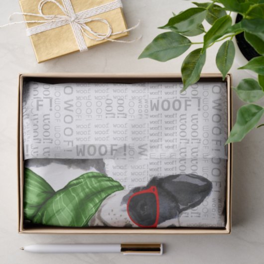 ウォフワードアートとクリスマスボストンテリア 薄葉紙 (ギフト)