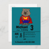 ウォムおもしろいバットスーパーヒーローバースデーパーティー インビテーションポストカード (正面/裏面)