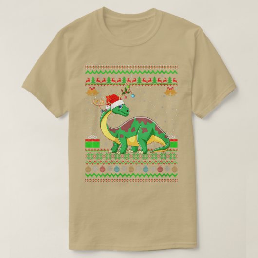 ウォメンおもしろいズクリスマス照明サンタハット醜いブロントーサ Tシャツ (デザイン正面)
