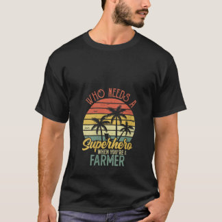 ウォメンおもしろいズ農家スーパーヒーローヴィンテージティー男性へ Tシャツ