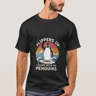ウォメンズおもしろいヴィンテージペンギンフリッパーズアップIスタンドW Tシャツ