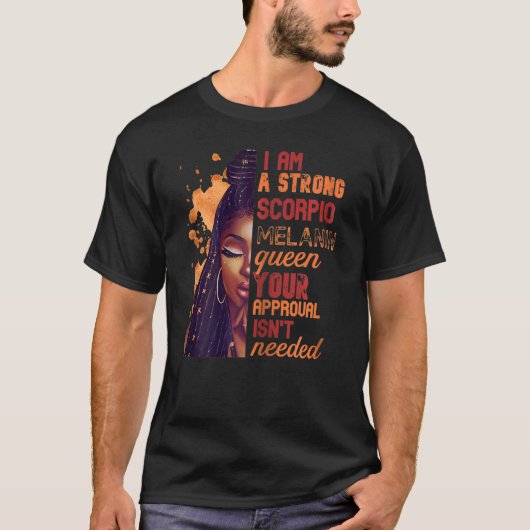 ウォメンズアイアムストロング蠍座クイーン誕生日〔占星術の〕十二宮図D Tシャツ (正面)