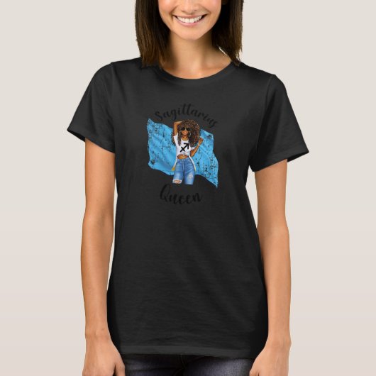 ウォメンズアフロセントルシアン射手座クイーンアフリカンセント Tシャツ (正面)
