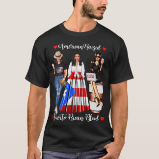 ウォメンズアメリカンレイズプエルトリコ血プエルトリ Tシャツ