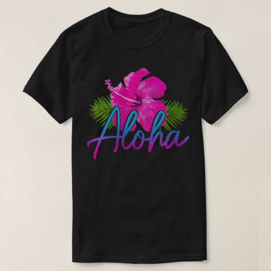 ウォメンズアロハハワイアンアイランズハワイサーフハイビスカス Tシャツ (デザイン正面)