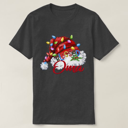 ウォメンズウォメン賛美ズオマサンタハットクリスマスライト Tシャツ (デザイン正面)