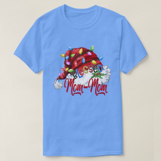 ウォメンズウォメン賛美ズサンタハットクリスマスライト Tシャツ (デザイン正面)