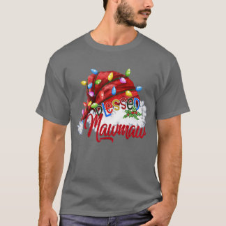 ウォメンズウォメ賛美ームサンタハットクリスマスライト Tシャツ