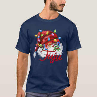 ウォメンズウ賛美メンズジュジュサンタハットクリスマスライト Tシャツ