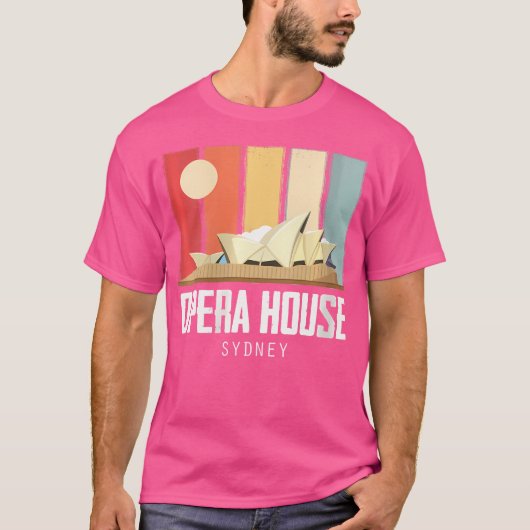 ウォメンズオペラハウスシドニーインオーストラリアレトロスンリ Tシャツ (正面)
