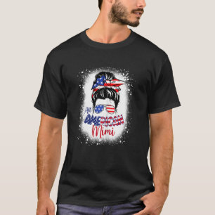 ウォメンズオールアメリカミミUsaおばあちゃん国旗Messy Bu Tシャツ