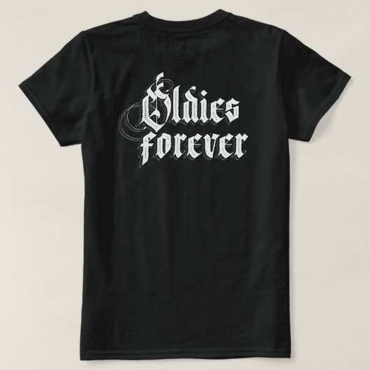 ウォメンズオールディーズ永久名前をカスタムするシャツ Tシャツ (デザイン裏面)