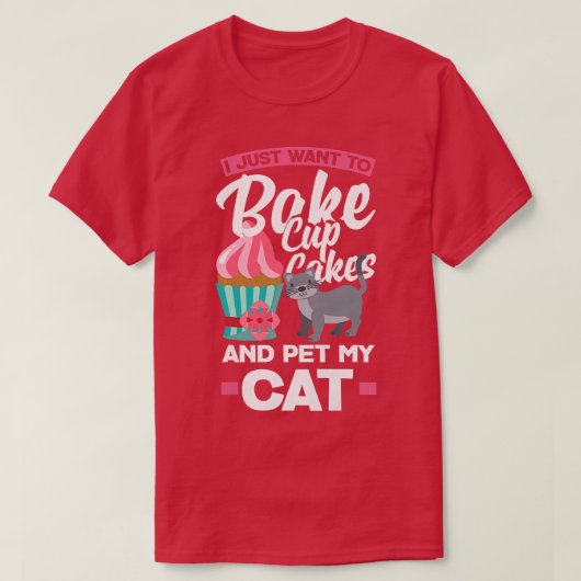 ウォメンズカップケーキベーキングキャットオーナー Tシャツ (デザイン正面)