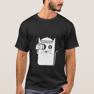 ウォメンズキャットキットンカメラ撮影ヴィンテージ Tシャツ