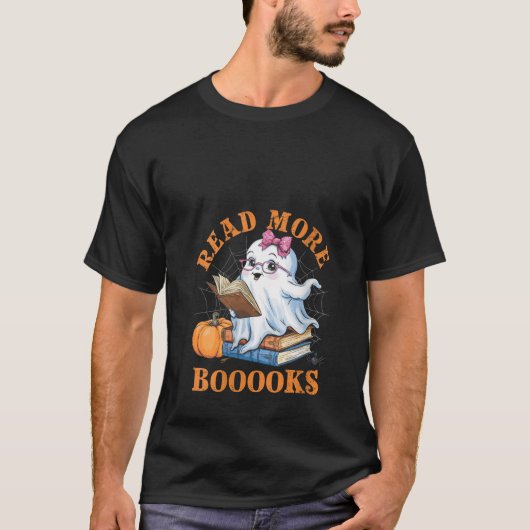ウォメンズキュートブッ読ク幽霊もっとおもしろいBoooks Te Tシャツ (正面)