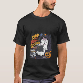 ウォメンズキュートブッ読ク幽霊もっとおもしろいBoooks Te Tシャツ