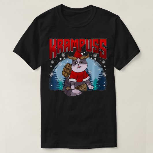ウォメンズクランプスおもしろいクランプスキャットアンチクリスマスK Tシャツ (デザイン正面)