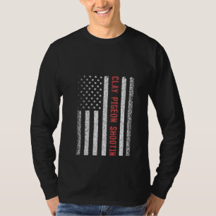 ウォメンズクレイハト射撃、 発砲アメリカ国旗Jの4日 Tシャツ