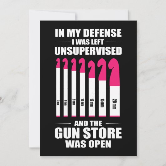 ウォメンズクロスケートクロシェ私は私の防衛で離れした 招待状 (裏面)