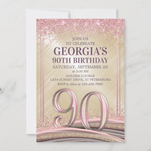ウォメンズグラム90th誕生日招待状 招待状 (正面)